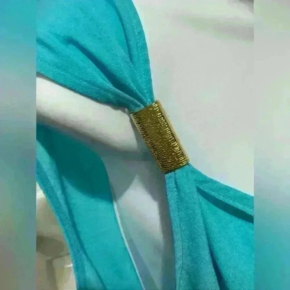 Kardashian Kollection Georgette Dress, Large turquoise blue dance party beach - Picture 6 of 6